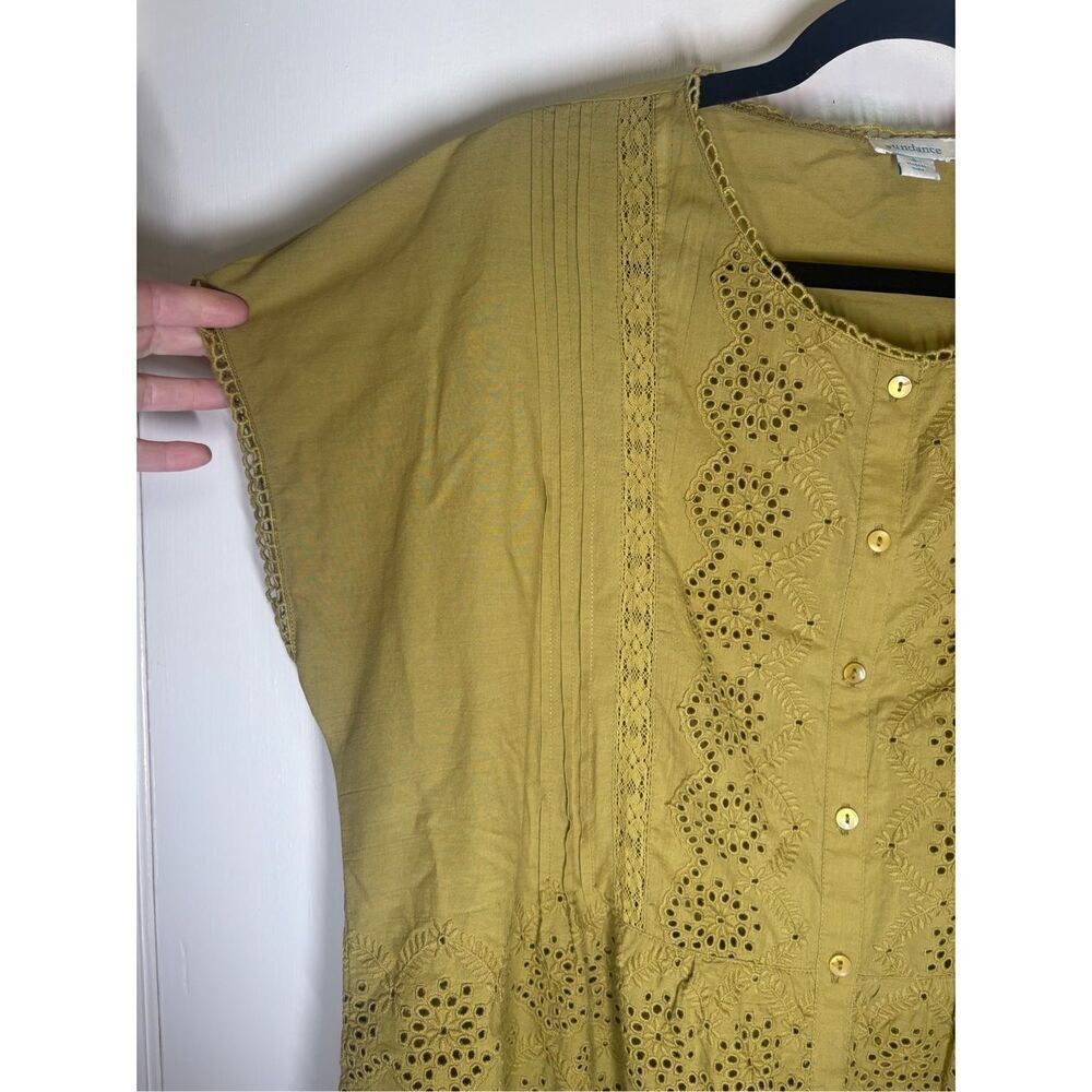 Sundance Boho Eyelet Green Button Front Blouse Si… - image 2